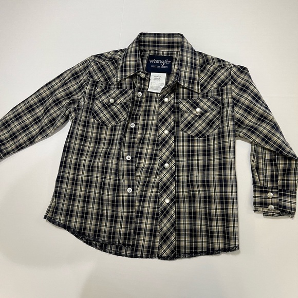 Wrangler Blue and White Button Down Shirt with Western Flair - Picture 6 of 7